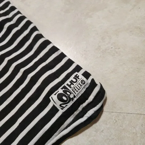 HUF X Felix The Cat Mens M Medium Striped Embroidered Streetwear‎ T Shirt RARE - Picture 4 of 9